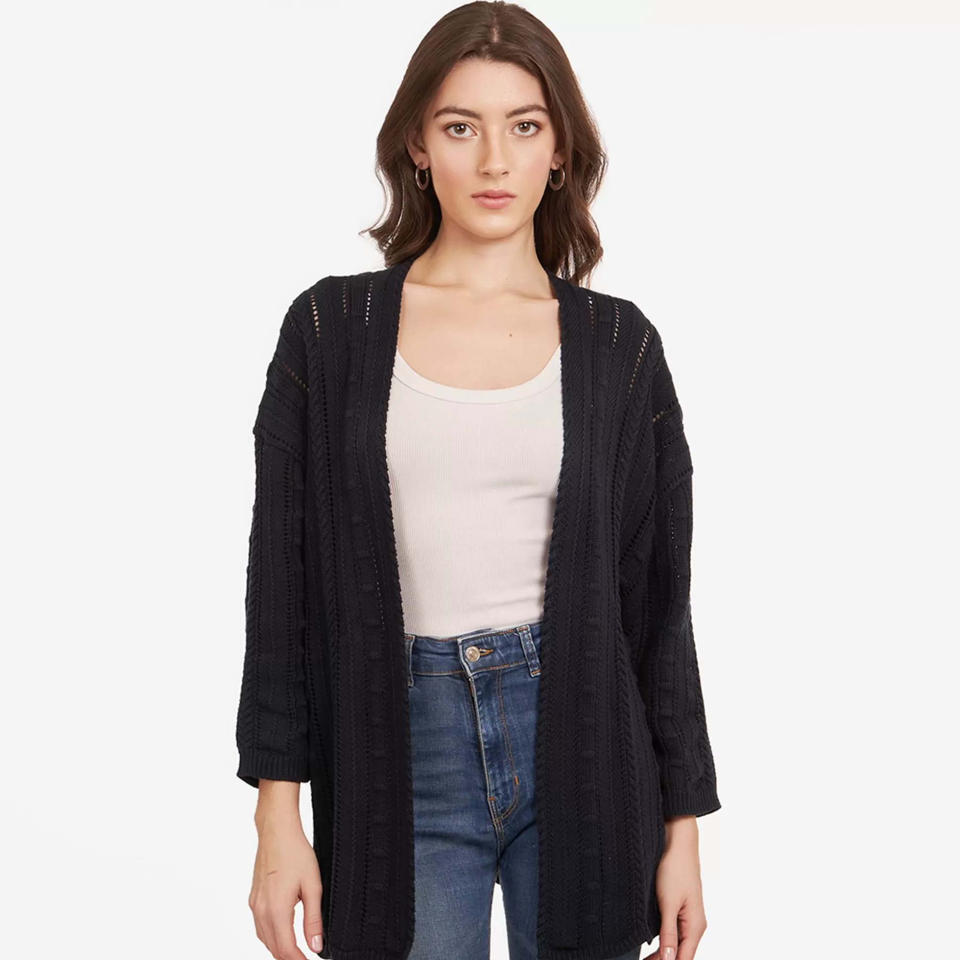 Autumn Cashmere Open Pointelle Duster In Navy Blue<Women Cardigans