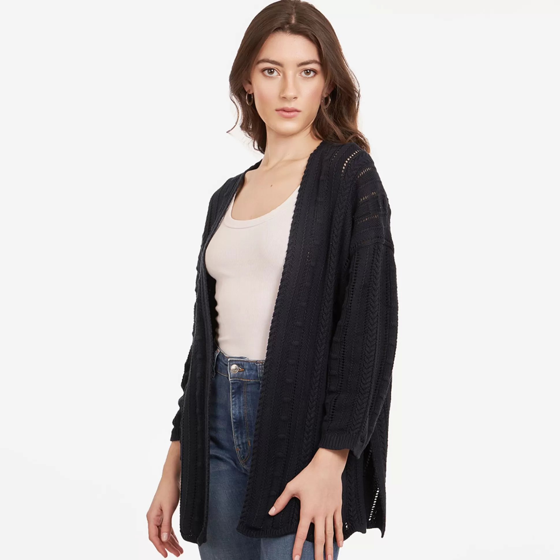 Autumn Cashmere Open Pointelle Duster In Navy Blue<Women Cardigans