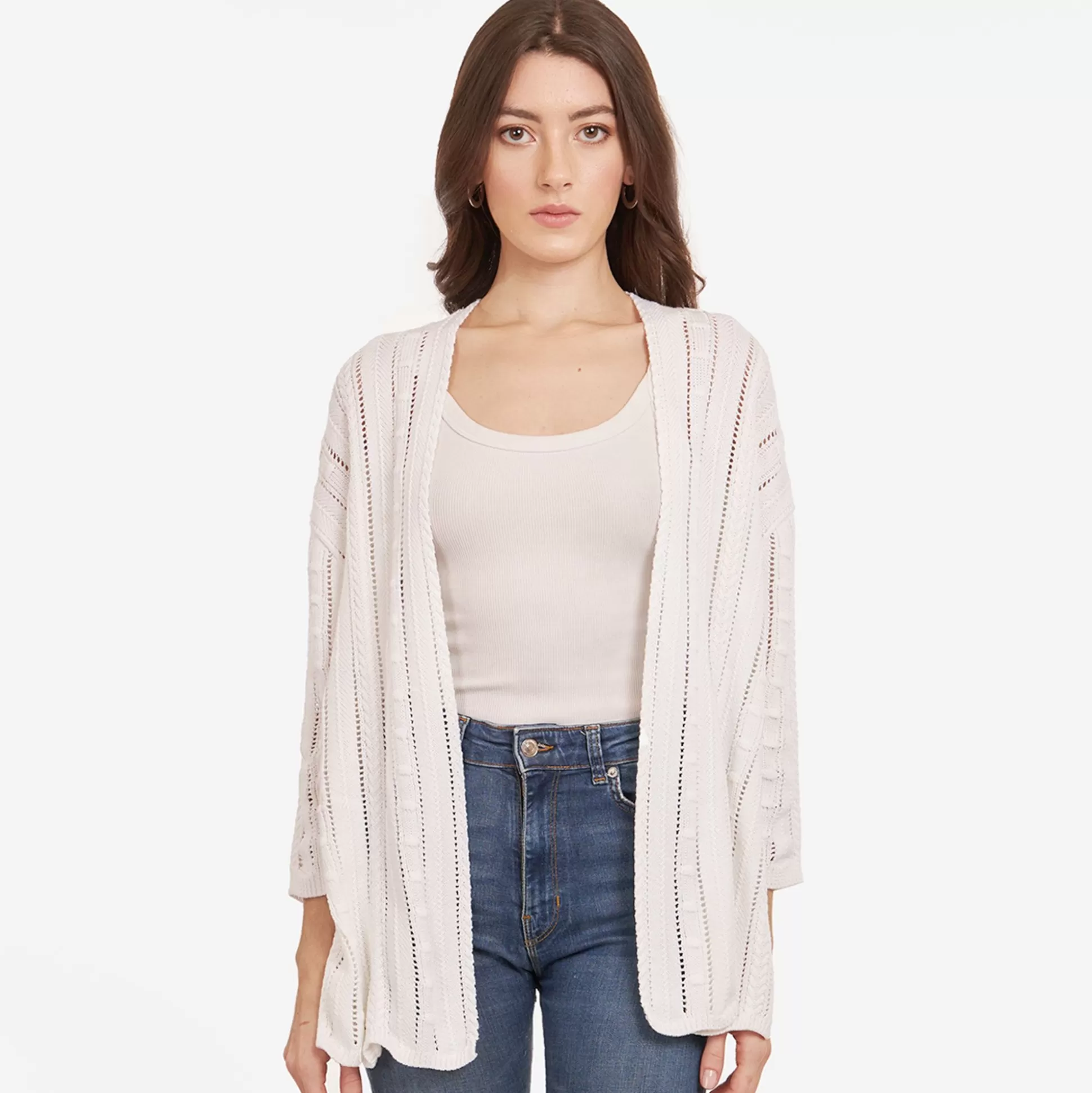 Autumn Cashmere Open Pointelle Duster In White<Women Cardigans