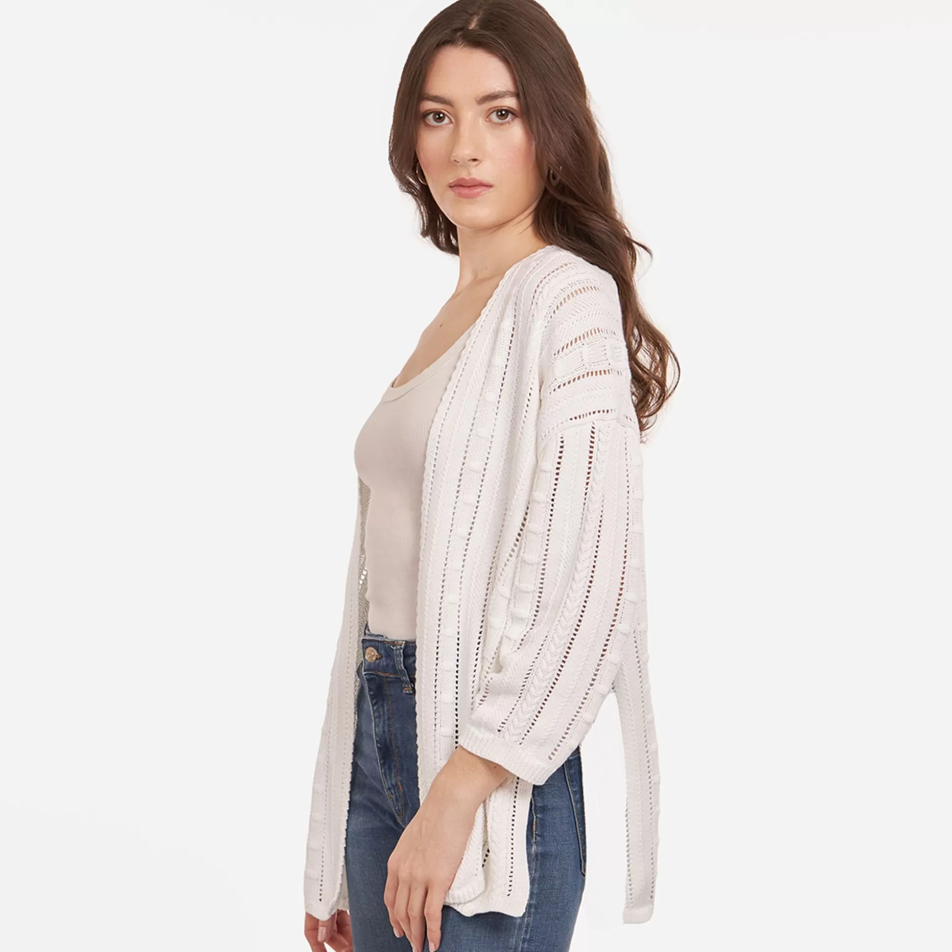 Autumn Cashmere Open Pointelle Duster In White<Women Cardigans