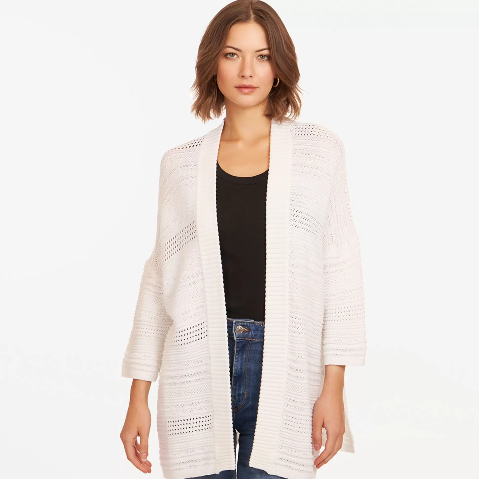 Autumn Cashmere Open Stitch Beach Duster In White<Women Cardigans