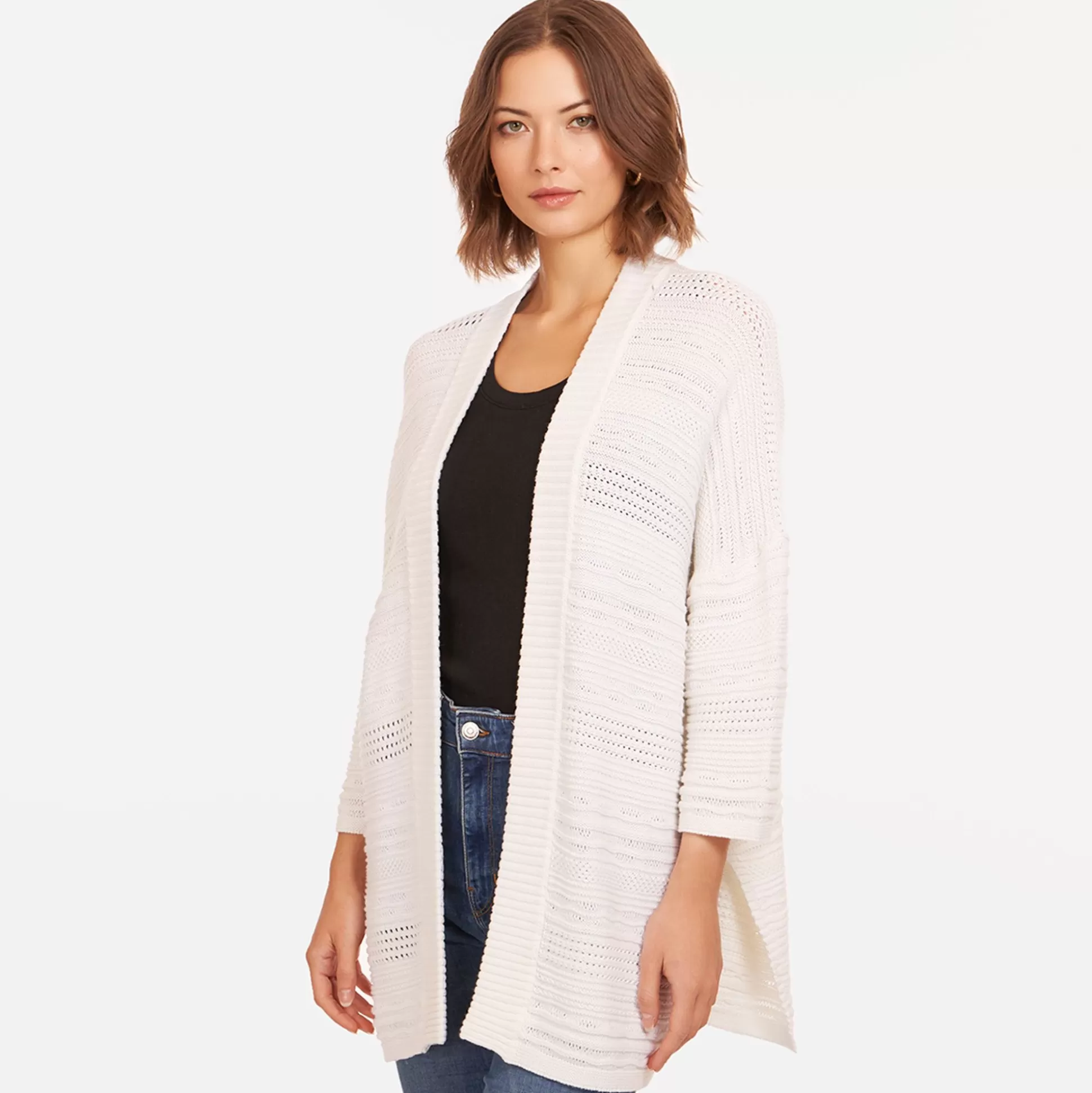 Autumn Cashmere Open Stitch Beach Duster In White<Women Cardigans