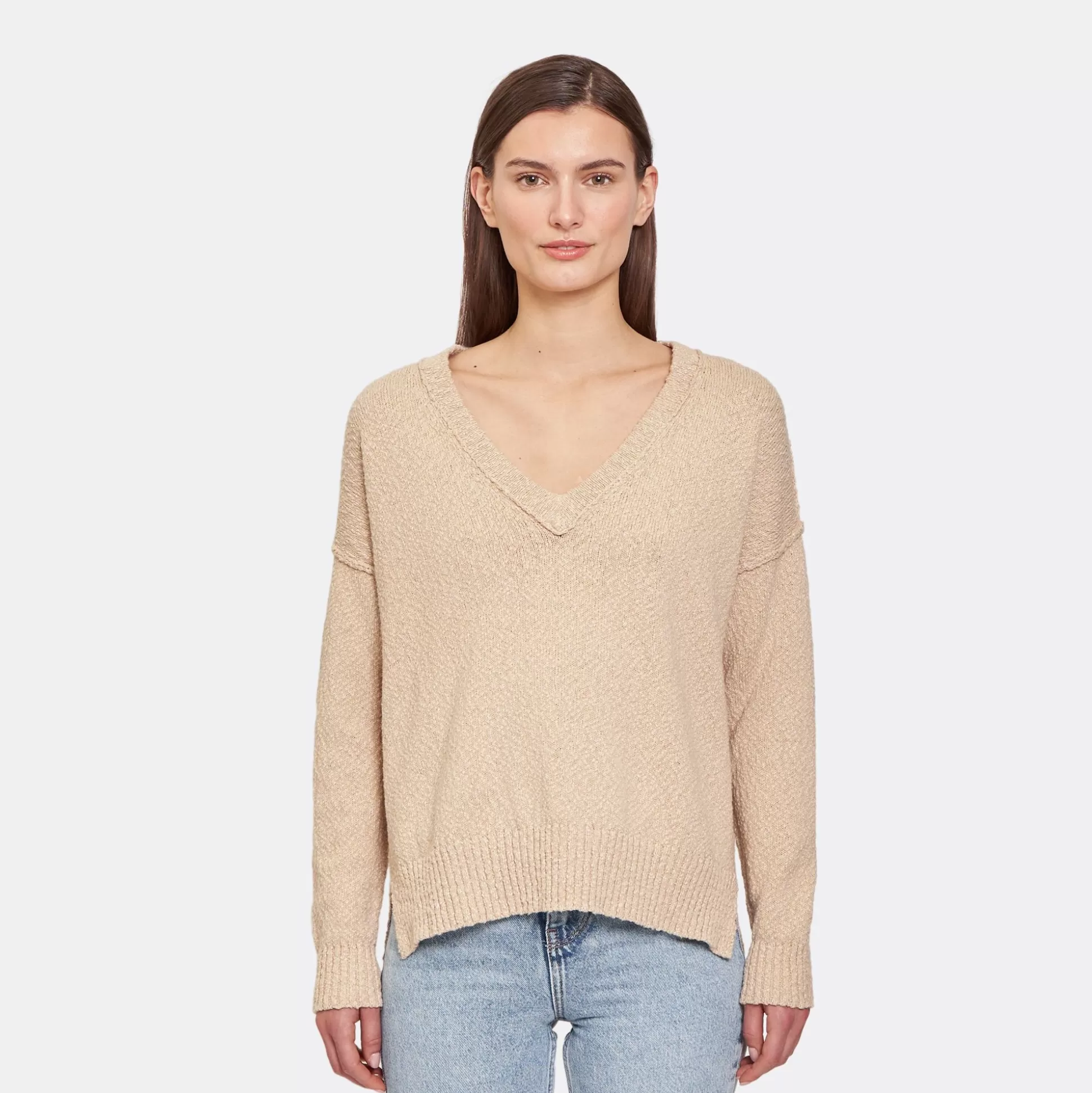 Autumn Cashmere Oversize V W/ Reversed Seams In Sahara<Women Sweaters