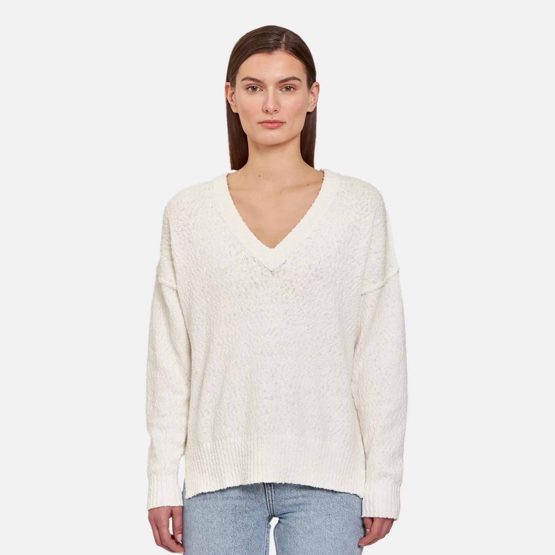 Autumn Cashmere Oversize V W/ Reversed Seams In Starch<Women Sweaters