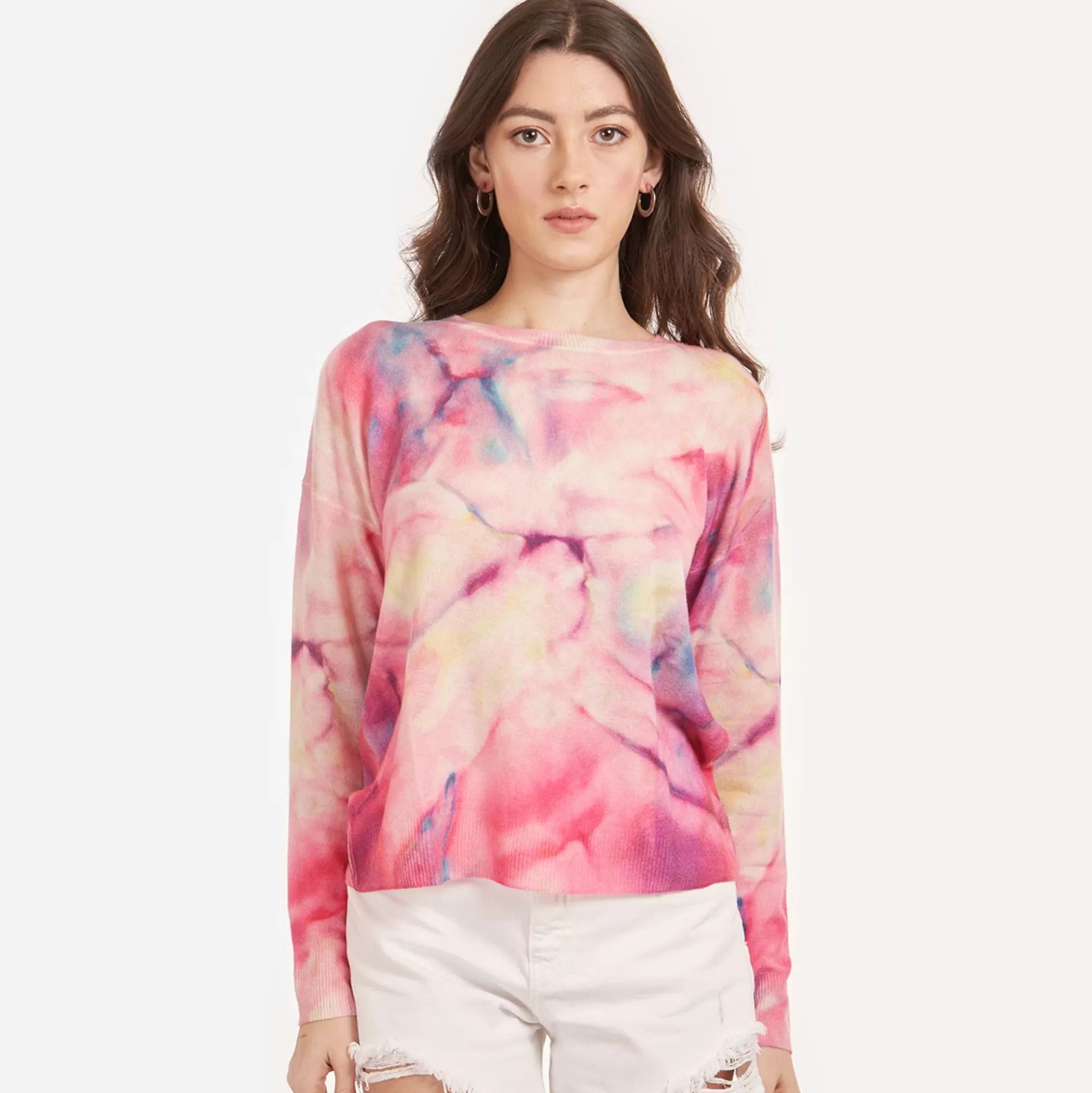 Autumn Cashmere Pastel Marble Print Crew<Women Sweaters