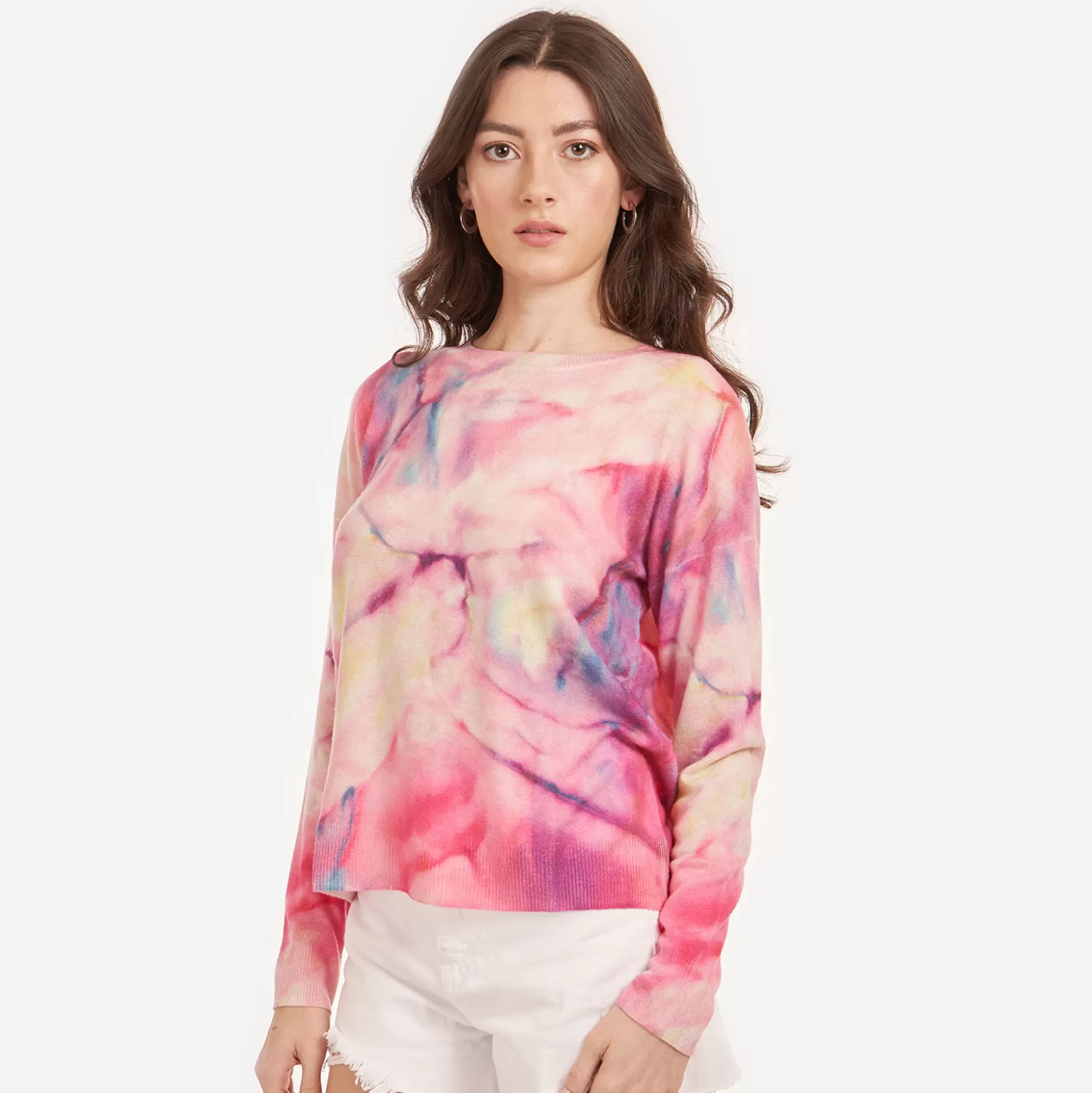 Autumn Cashmere Pastel Marble Print Crew<Women Sweaters