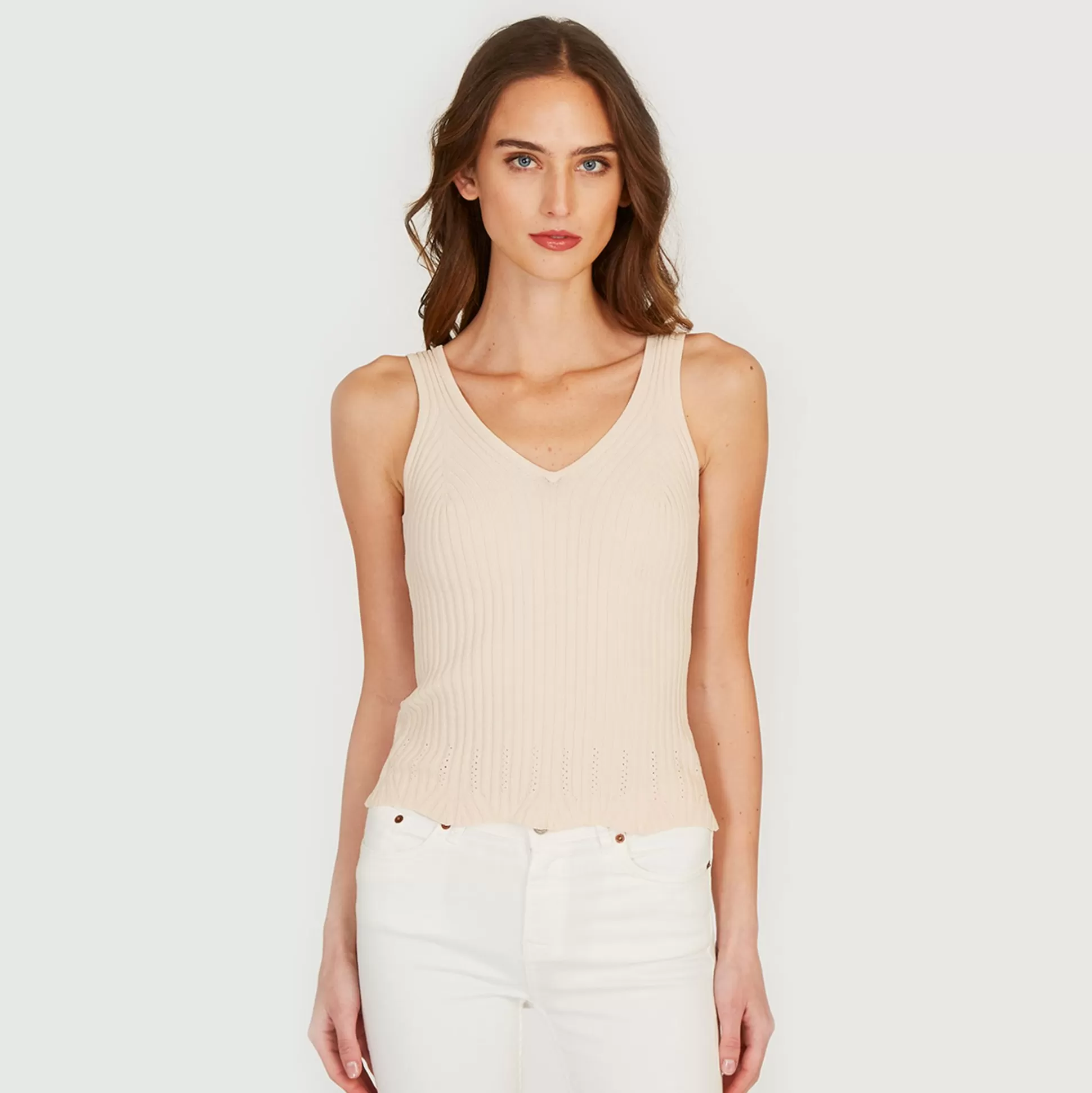 Autumn Cashmere Pointelle Bordered Rib Cami<Women Tanks And Tees