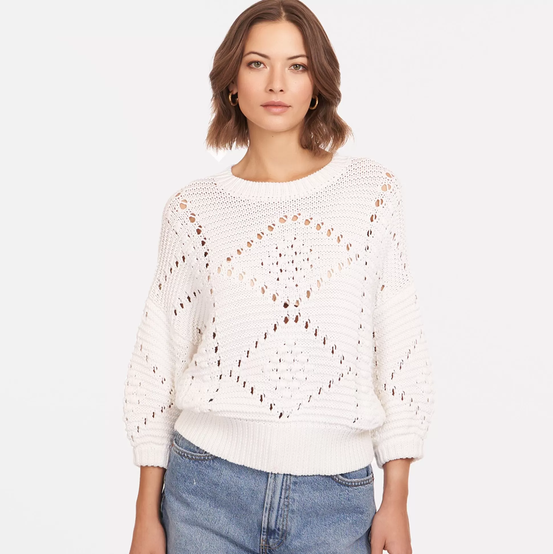 Autumn Cashmere Pointelle Drop Shoulder Crew<Women Sweaters