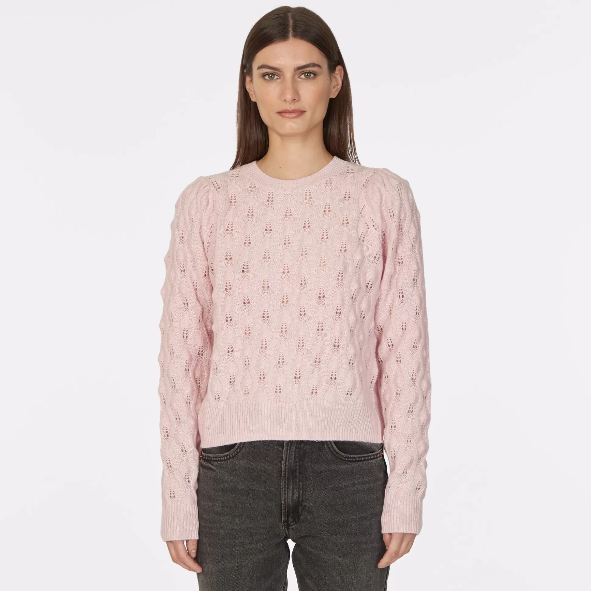 Autumn Cashmere Puff Sleeve Stitch Crew<Women Sweaters