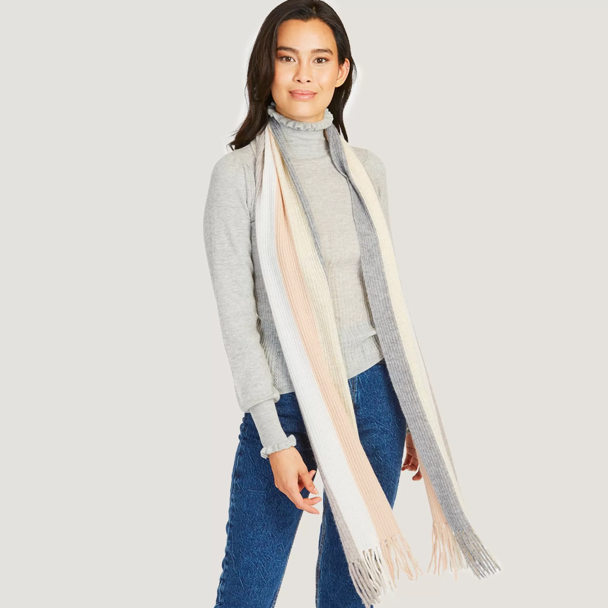 Autumn Cashmere Rainbow Stripe Scarf In Neutral Combo<Women Accessories