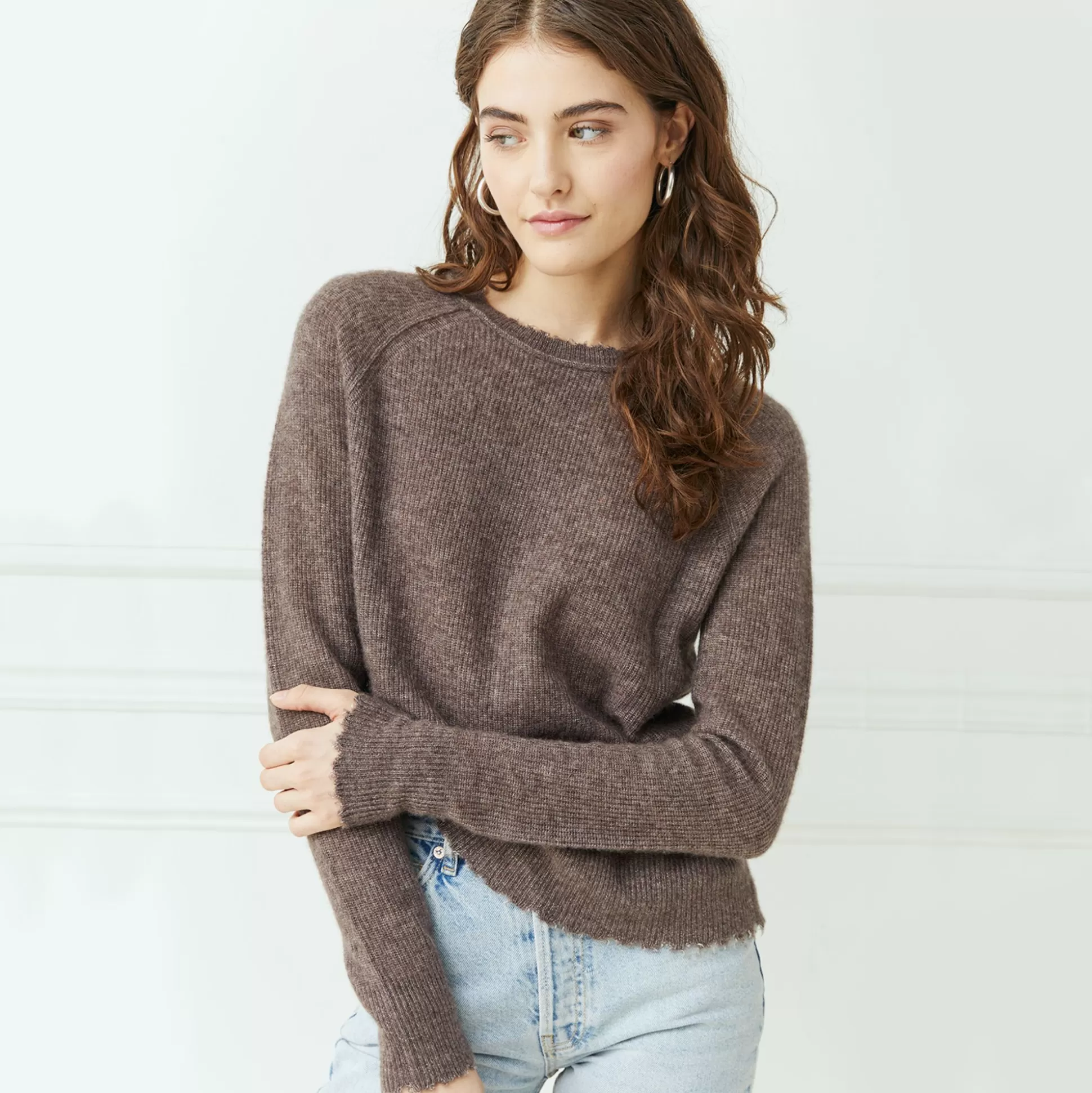 Autumn Cashmere Raw Edge Shaker Crew<Women Sweaters