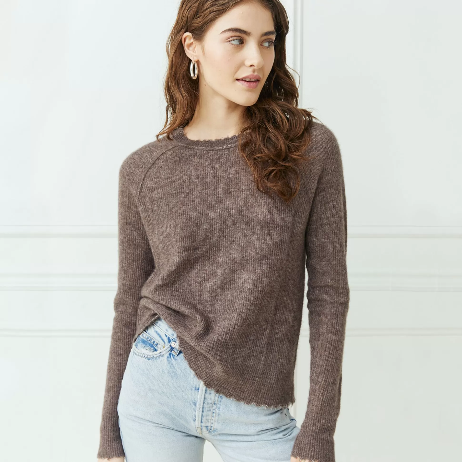 Autumn Cashmere Raw Edge Shaker Crew<Women Sweaters