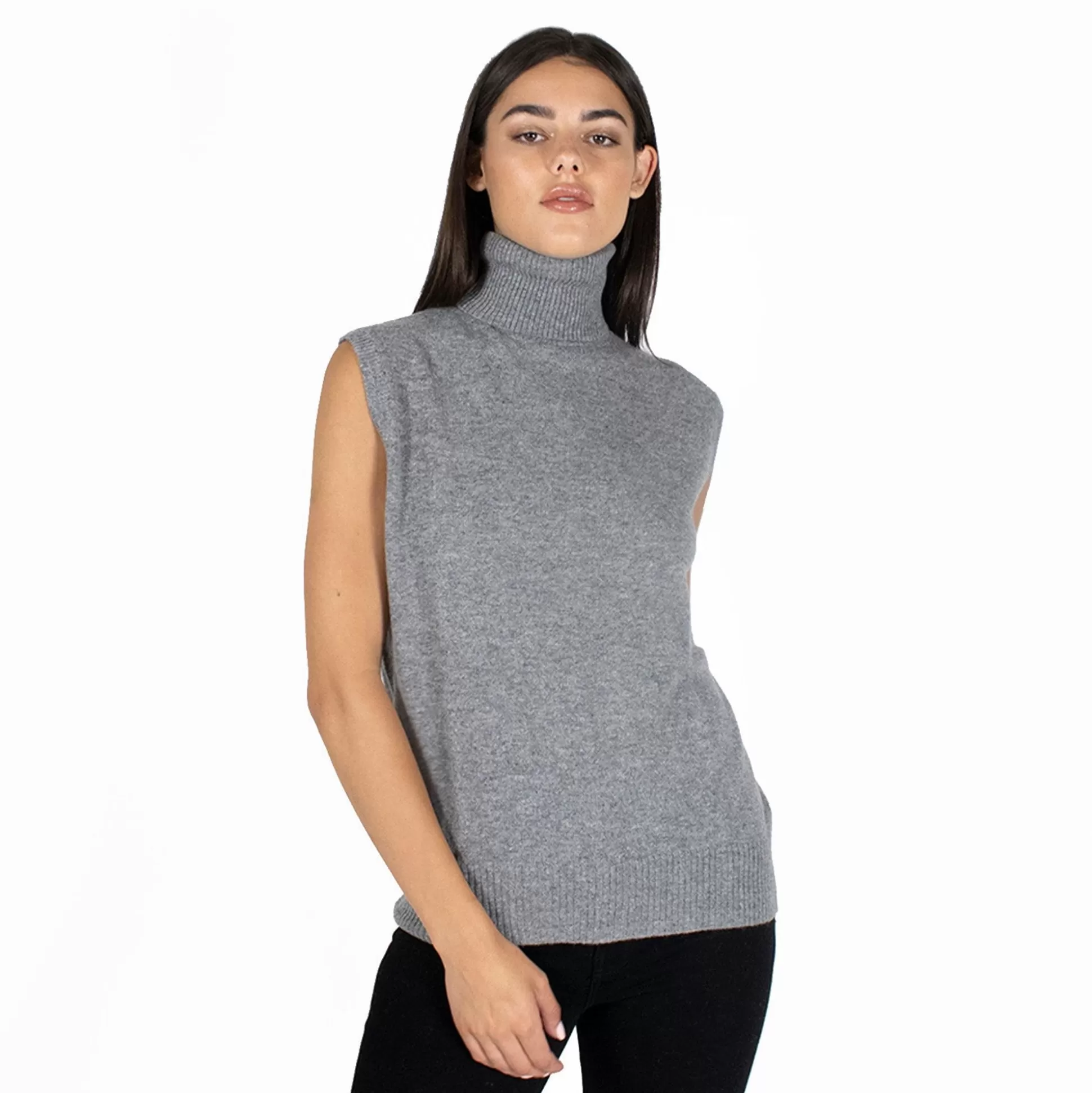 Autumn Cashmere Relaxed Fit Sleeveless Turtleneck In Cement<Women Sweaters