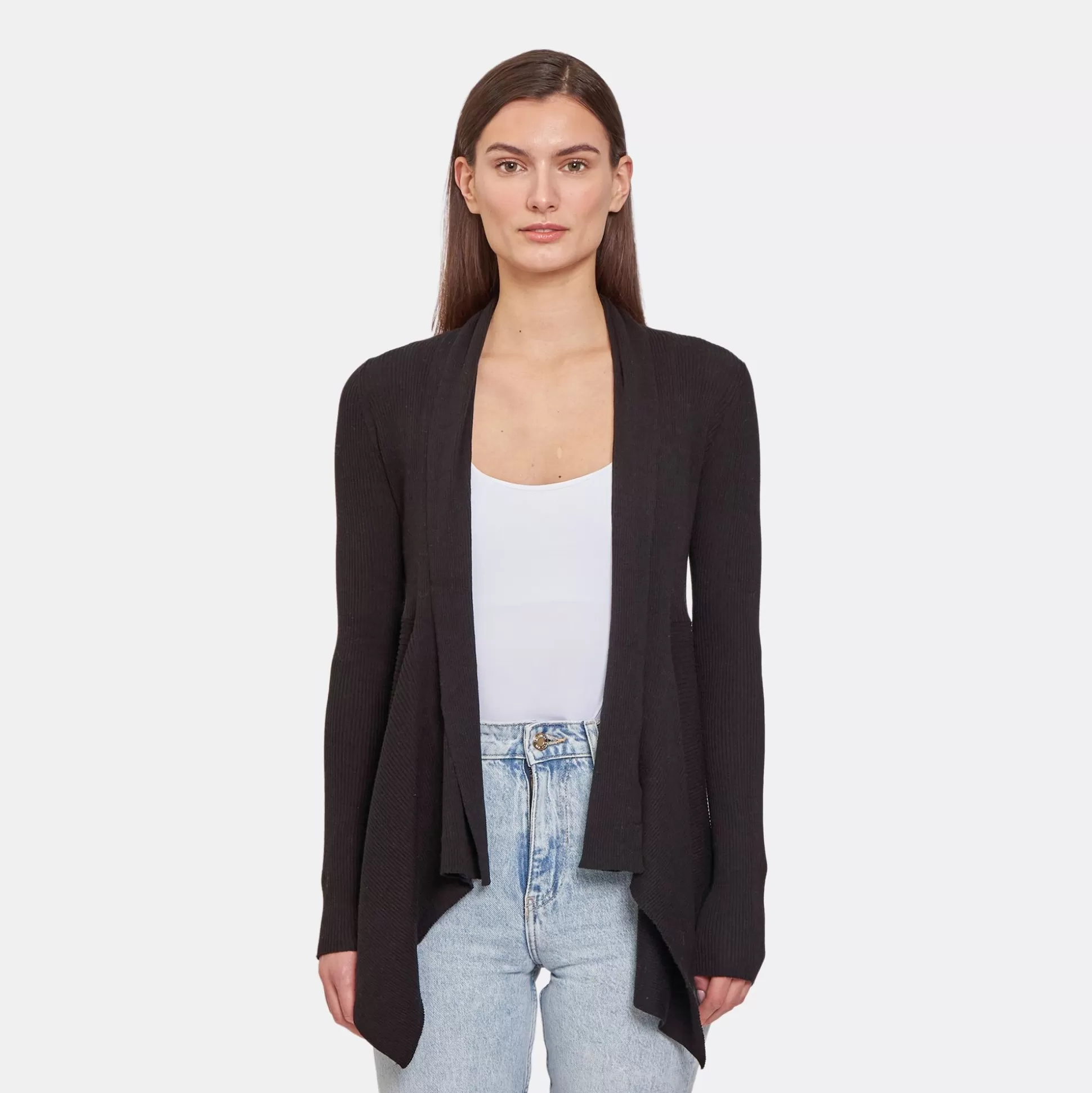 Autumn Cashmere Rib Drape In Black<Women Cardigans