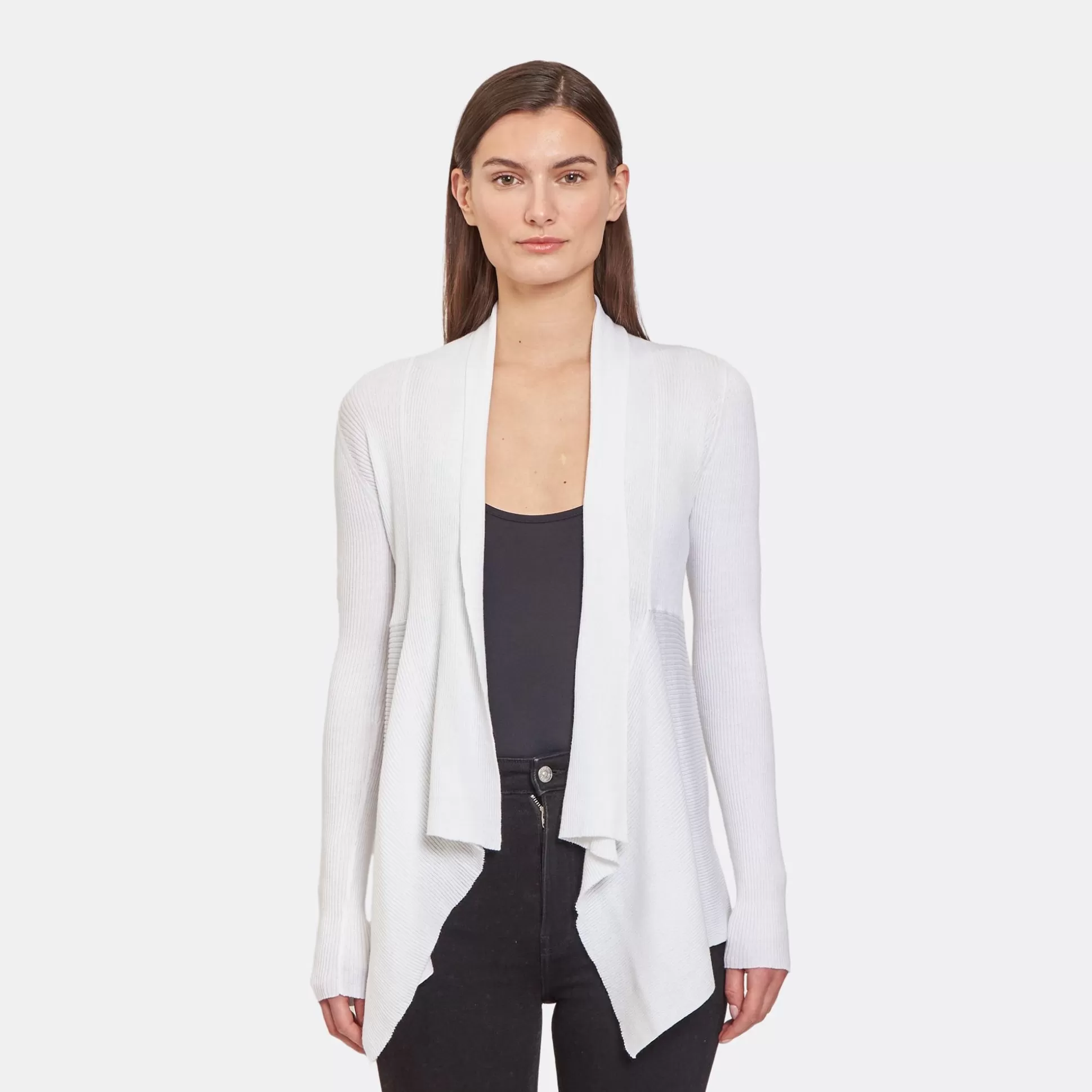 Autumn Cashmere Rib Drape In White<Women Cardigans