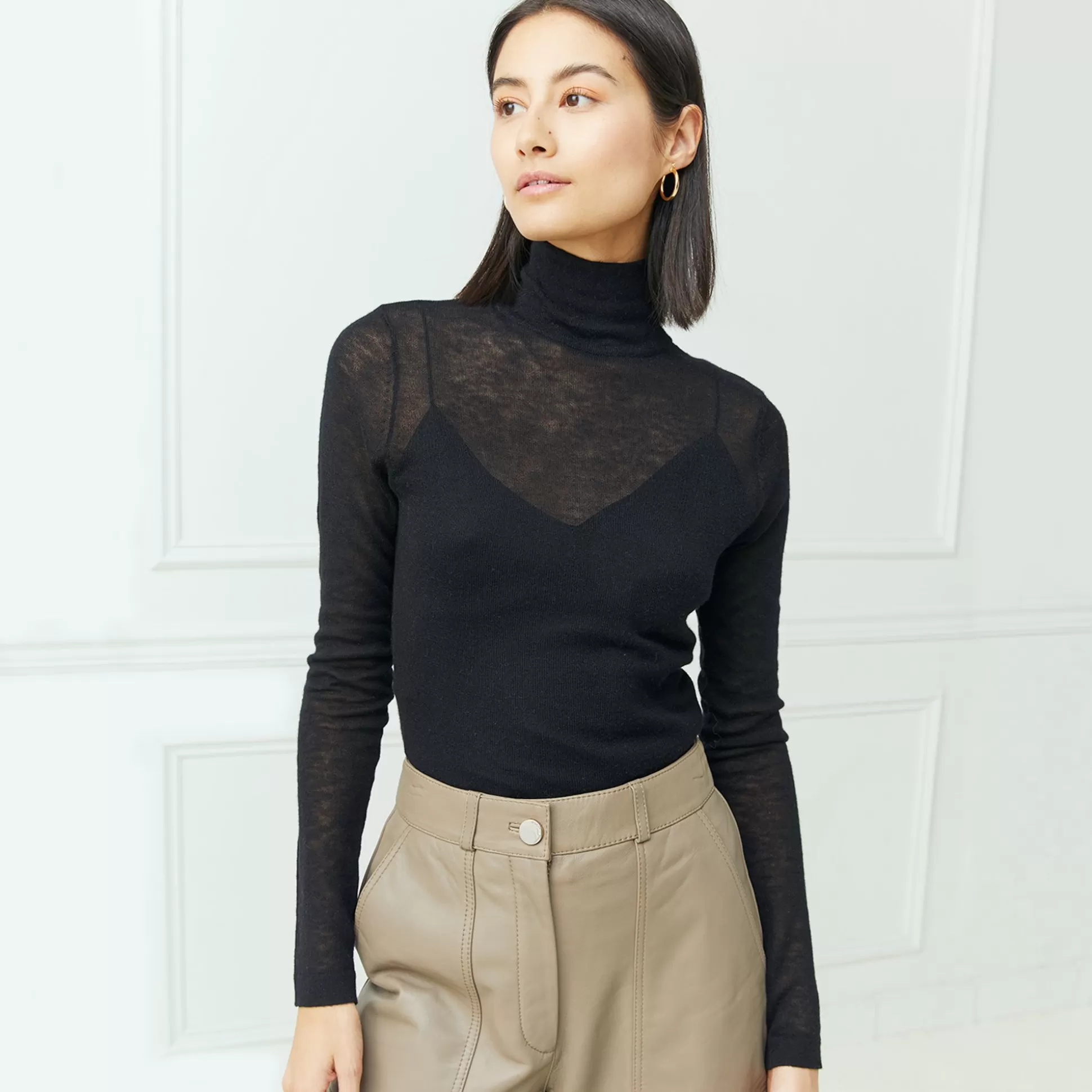 Autumn Cashmere Second Skin Sheer Mock<Women Sweaters