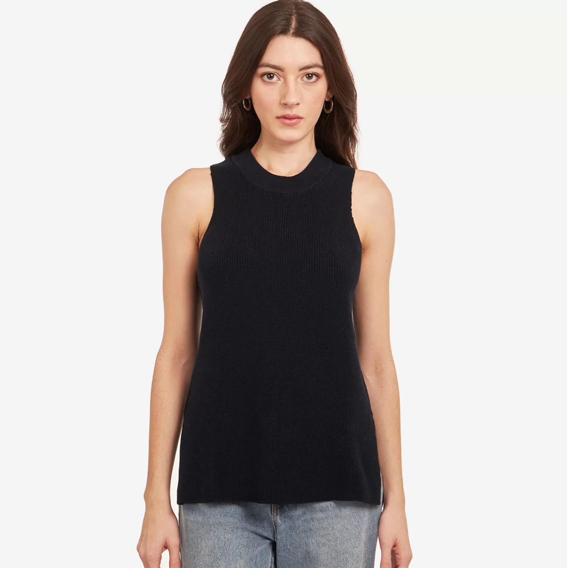 Autumn Cashmere Sleeveless Shaker Crew In Navy Blue<Women Tanks And Tees