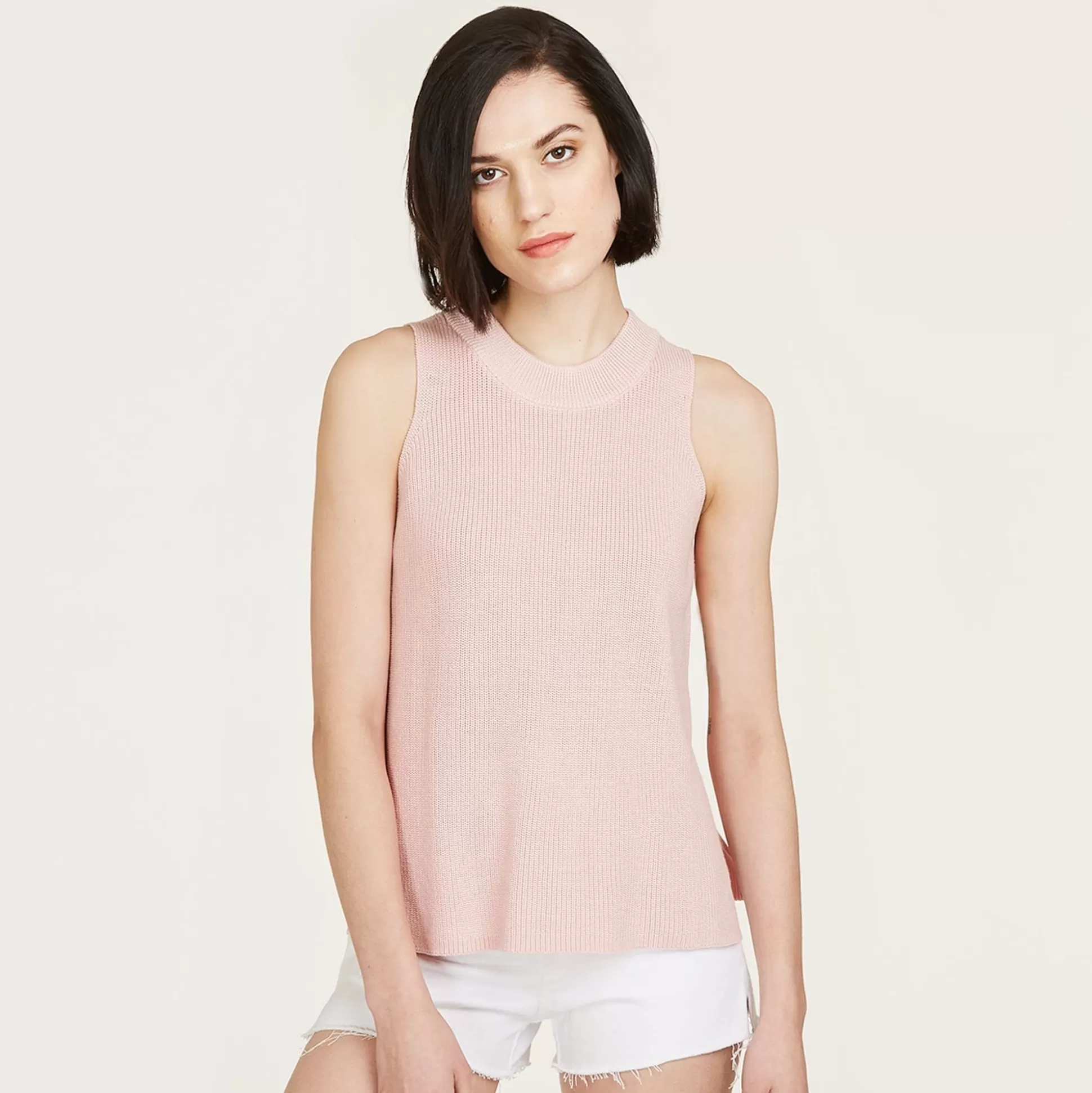 Autumn Cashmere Sleeveless Shaker Crew In Pink Rose<Women Tanks And Tees