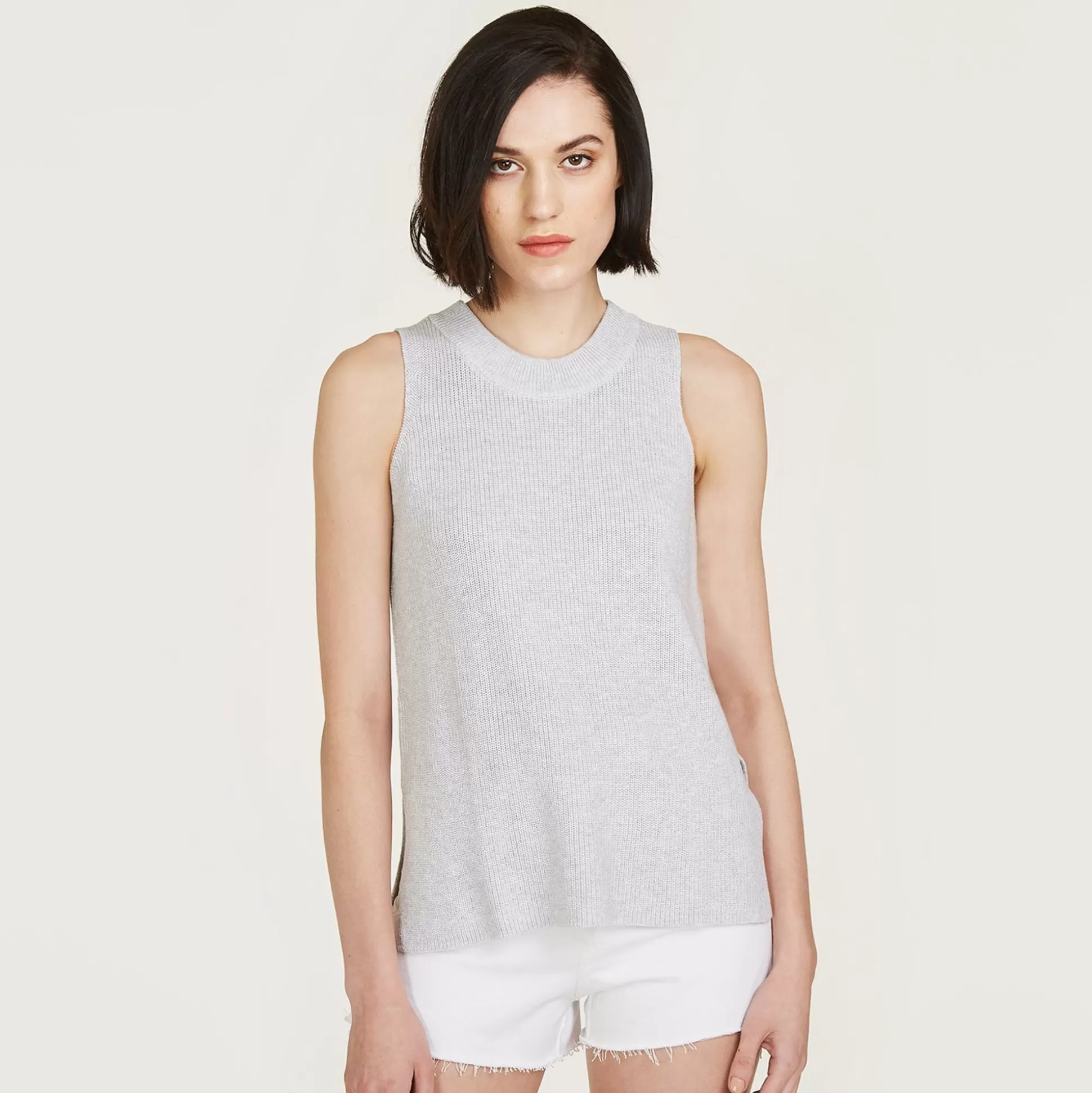 Autumn Cashmere Sleeveless Shaker Crew In Platinum<Women Tanks And Tees