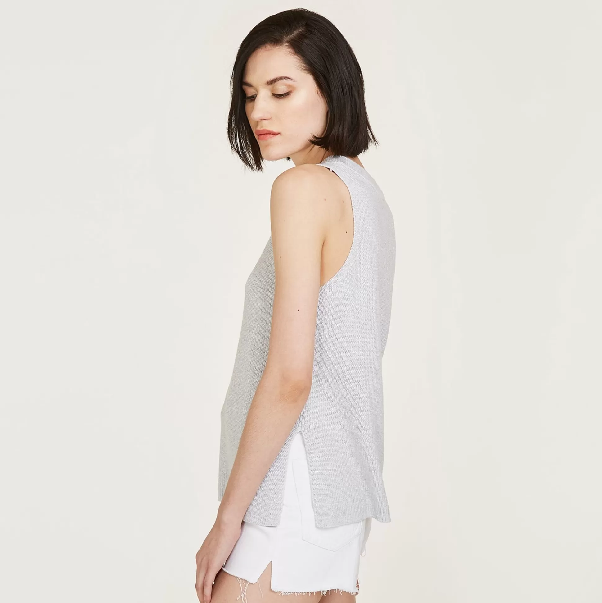 Autumn Cashmere Sleeveless Shaker Crew In Platinum<Women Tanks And Tees