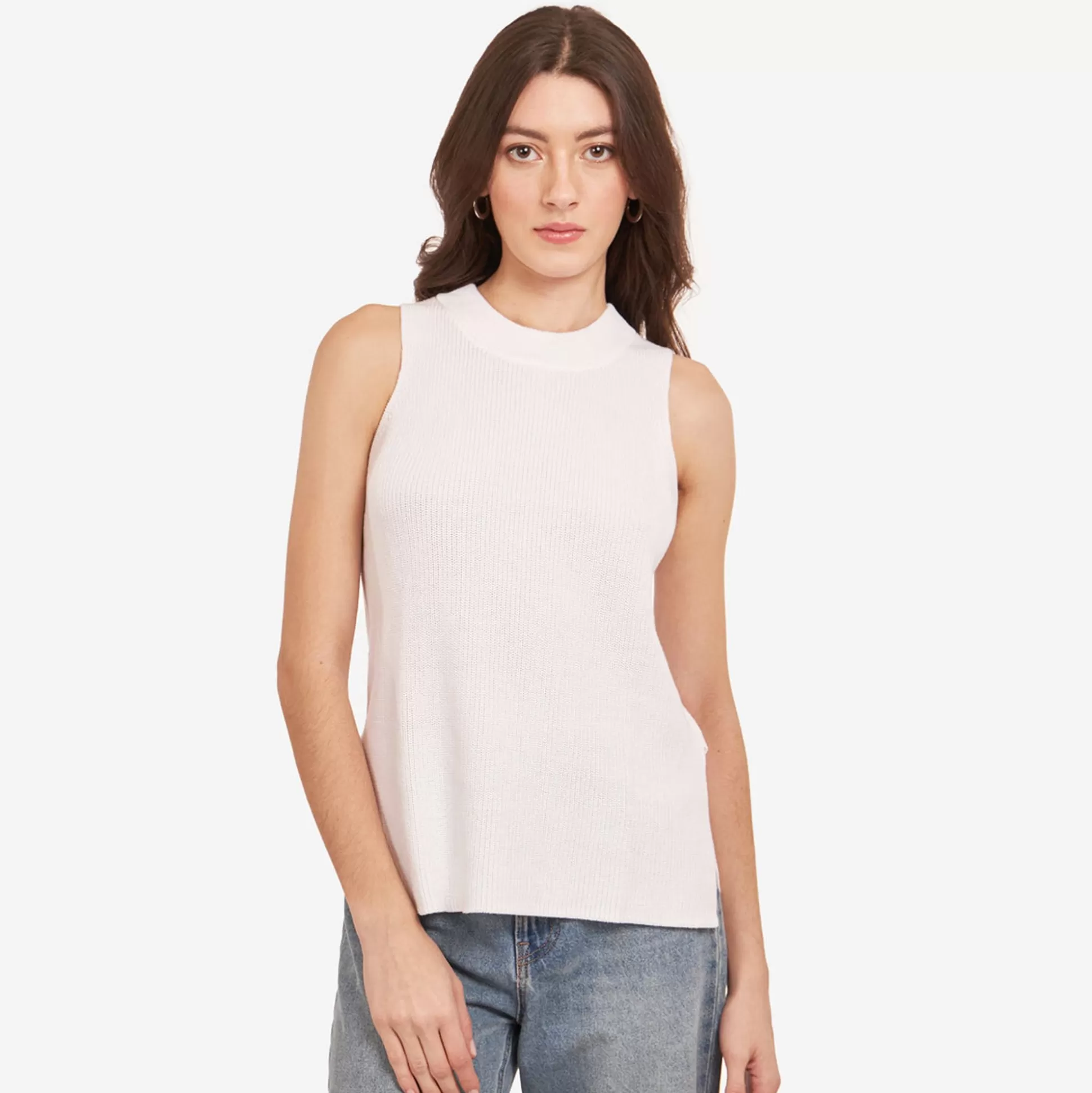 Autumn Cashmere Sleeveless Shaker Crew In White<Women Tanks And Tees