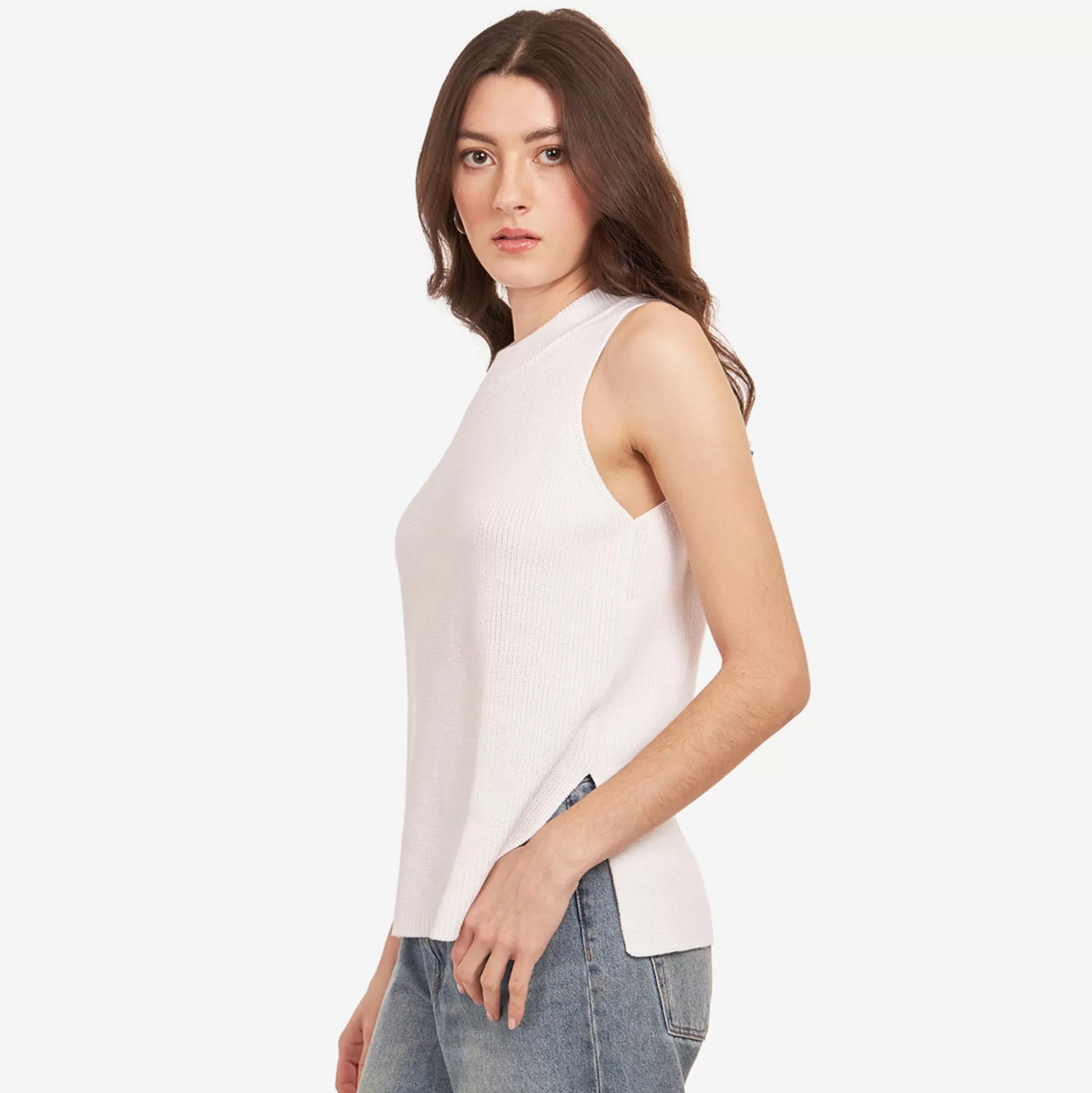 Autumn Cashmere Sleeveless Shaker Crew In White<Women Tanks And Tees