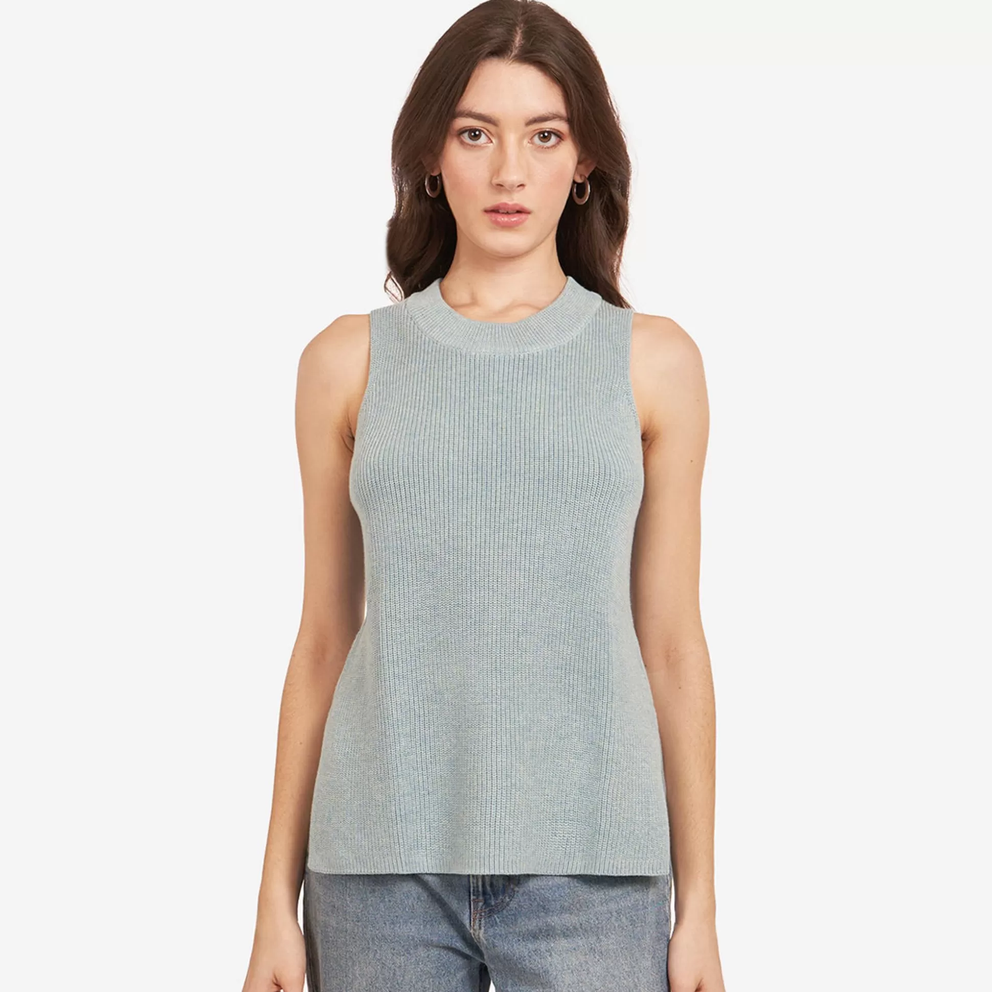 Autumn Cashmere Sleeveless Shaker Crew In Wrangler<Women Tanks And Tees