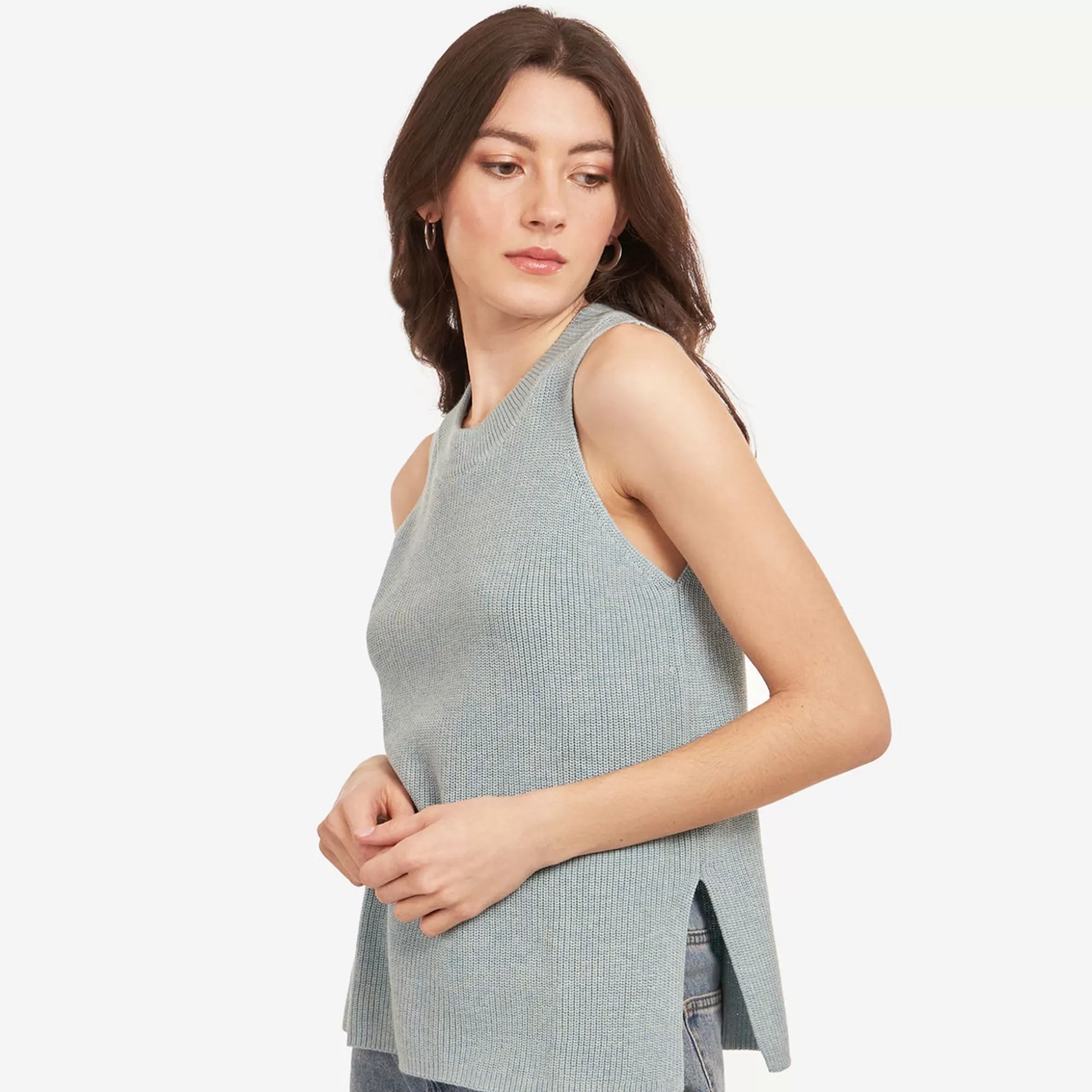 Autumn Cashmere Sleeveless Shaker Crew In Wrangler<Women Tanks And Tees