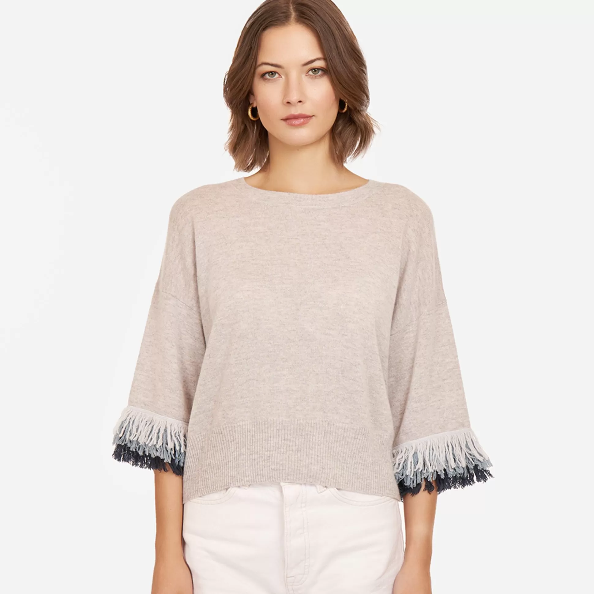 Autumn Cashmere Tri Color Fringe Crew<Women Sweaters