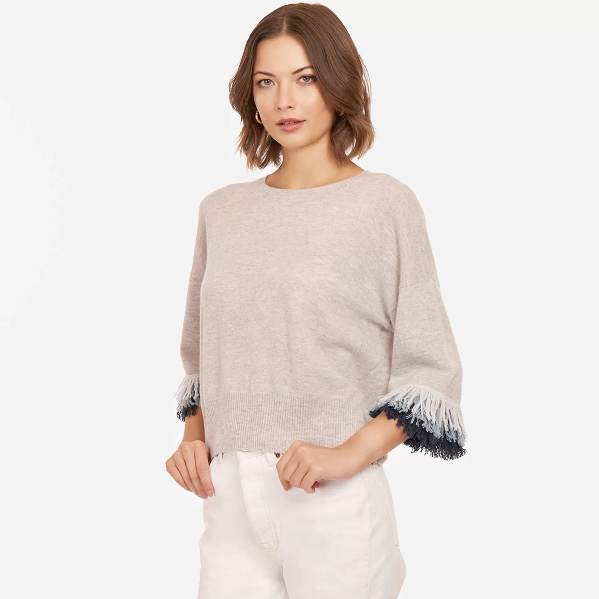 Autumn Cashmere Tri Color Fringe Crew<Women Sweaters