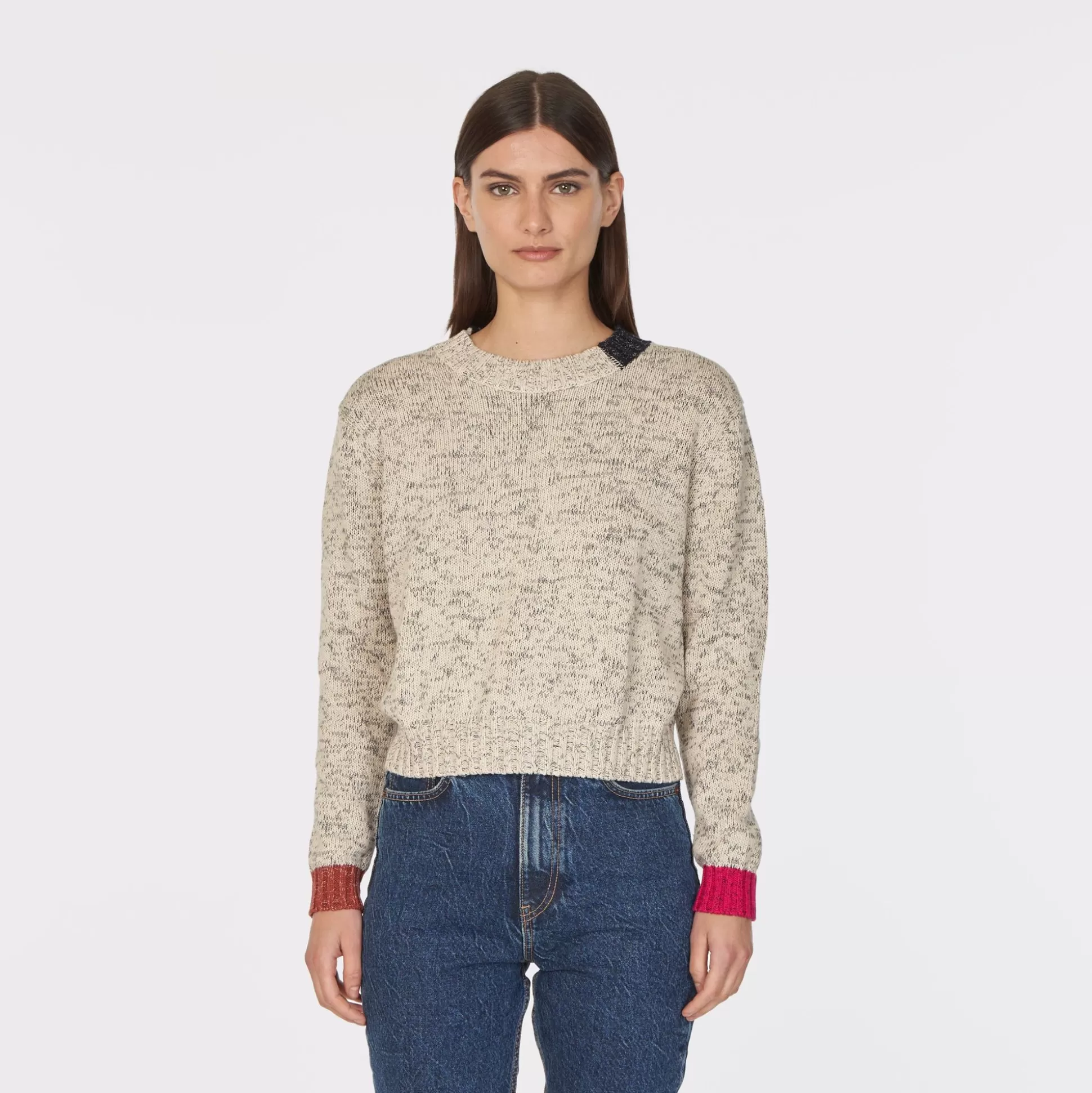 Autumn Cashmere Tweed Color Block Crew<Women Sweaters