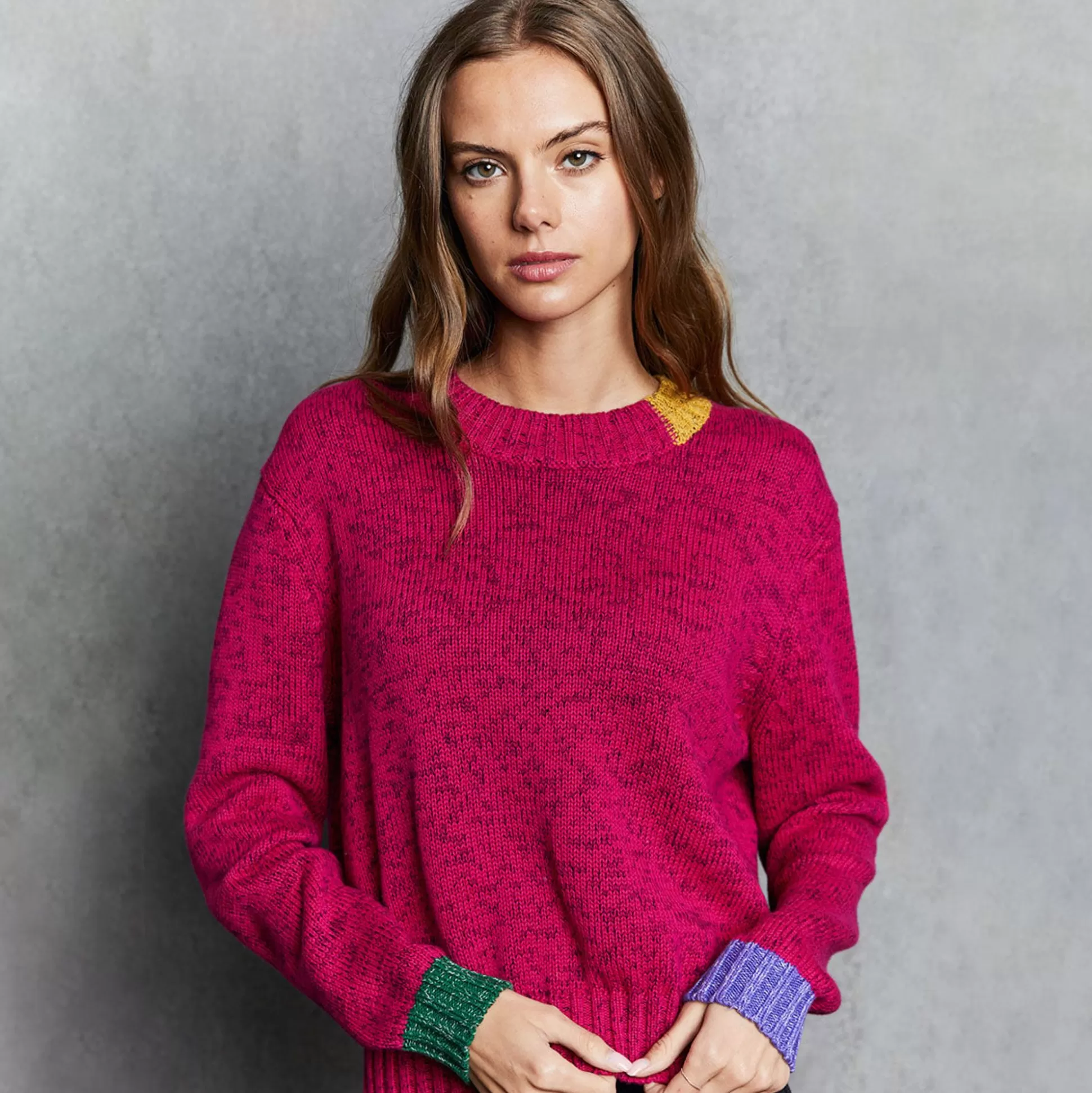 Autumn Cashmere Tweed Color Block Crew<Women Sweaters