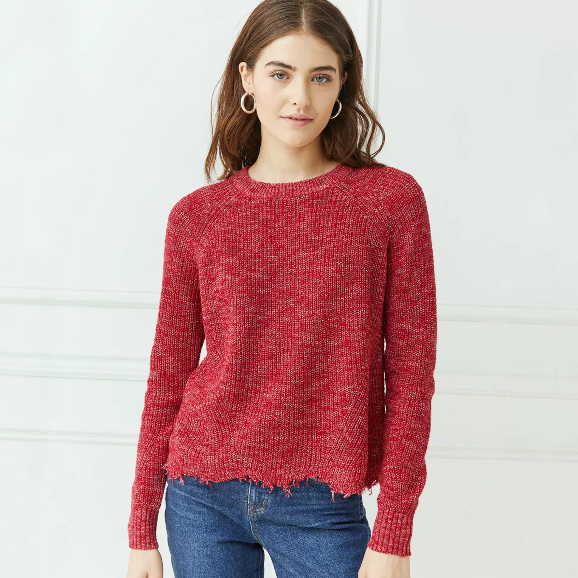 Autumn Cashmere Tweed Distressed Scallop Shaker<Women Sweaters