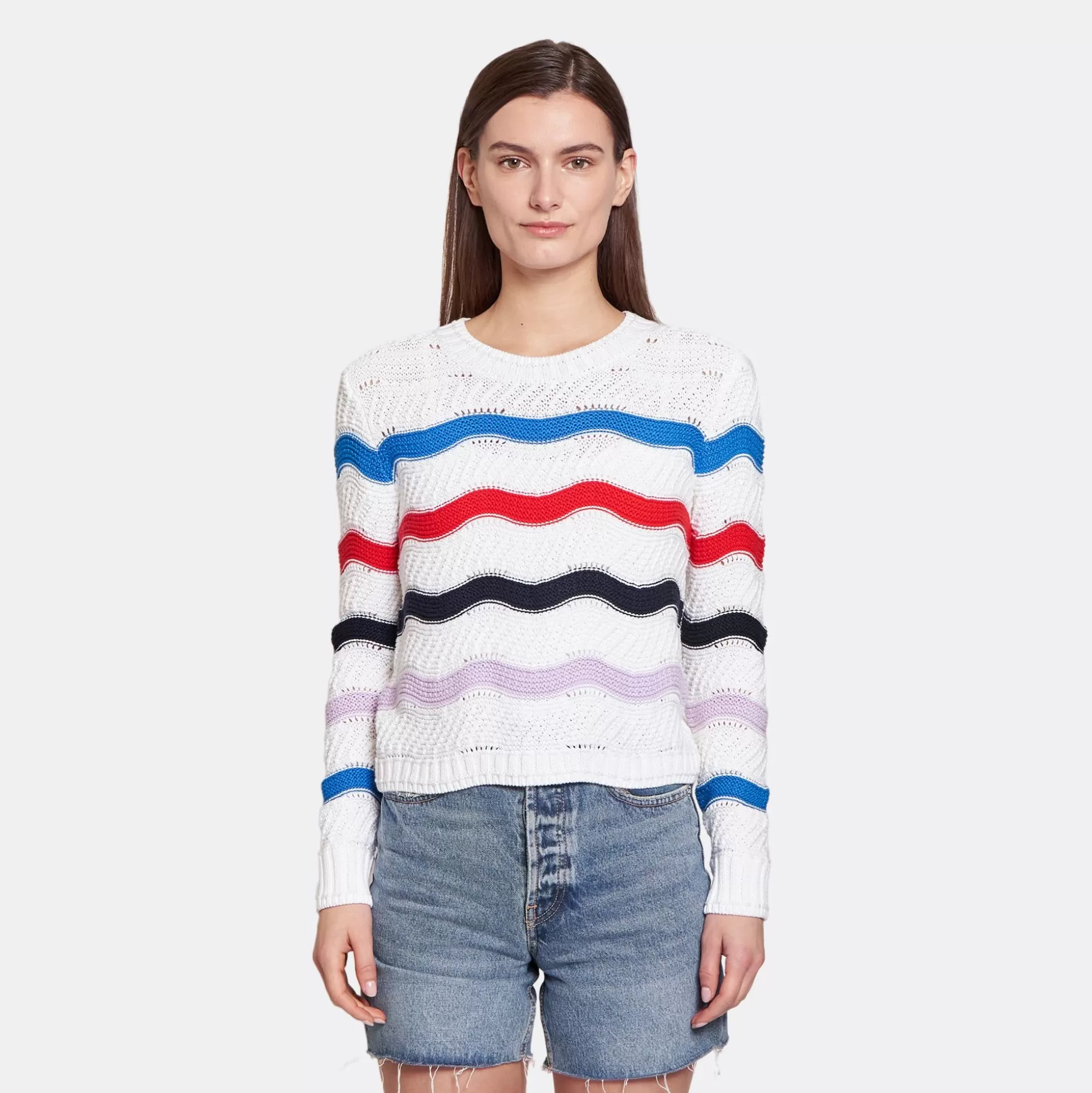 Autumn Cashmere Wavy Stripe Crew<Women Sweaters