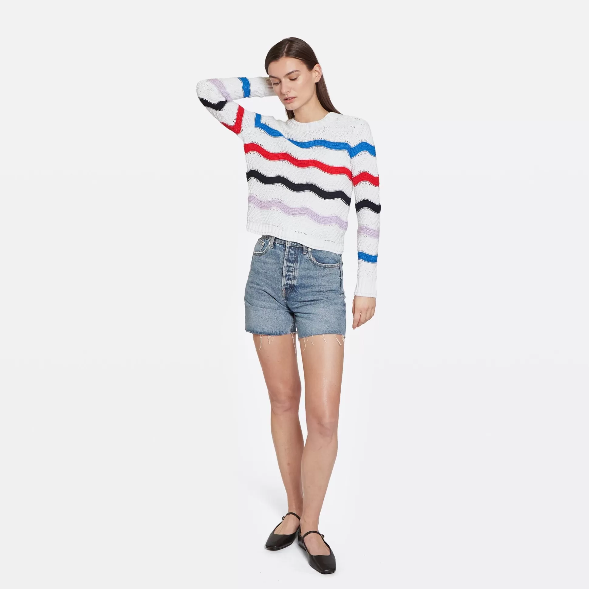 Autumn Cashmere Wavy Stripe Crew<Women Sweaters